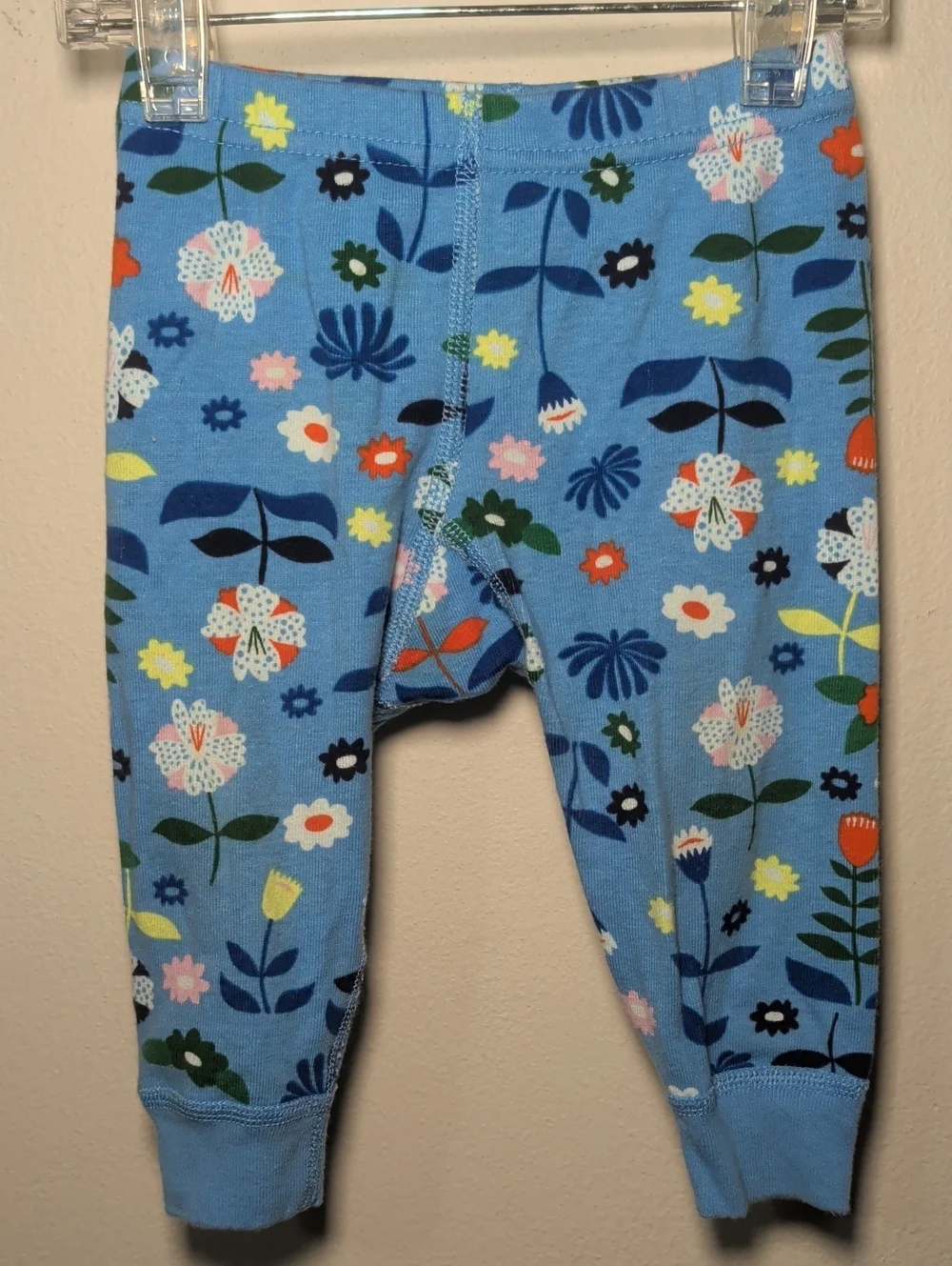 Hanna Andersson Scandi Garden Long John Pajamas Blue White Floral Size 6-12M